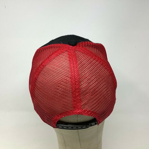 Famous Mesh Back Snapback Hat Cap Red Black Embroidered Spell Out - Picture 3 of 8